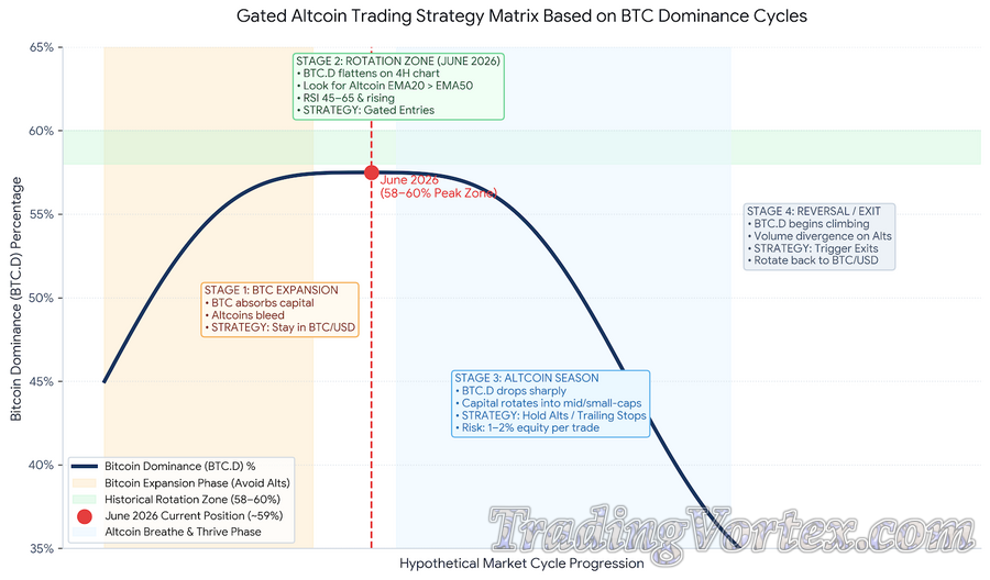 Gated Altcoin Trading Strategy Matrix Based on BTC Dominance Cycles