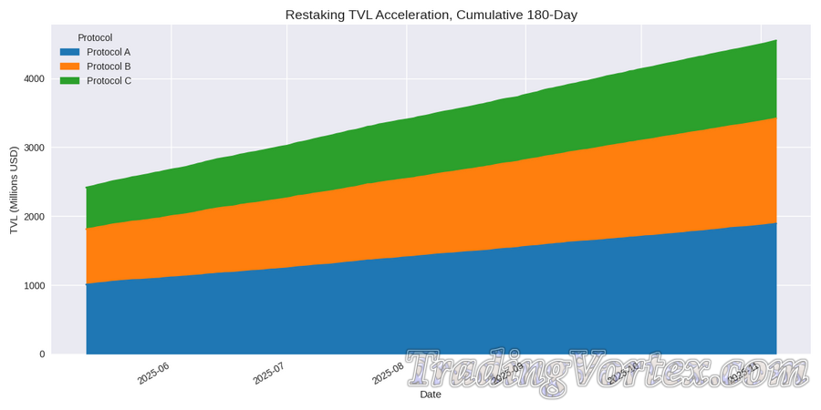 Restaking TVL Acceleration, Cumulative 180-Day