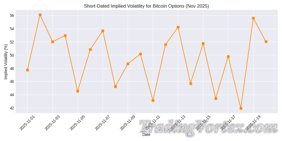 Short-Dated Implied Volatility for Bitcoin Options, November 2025