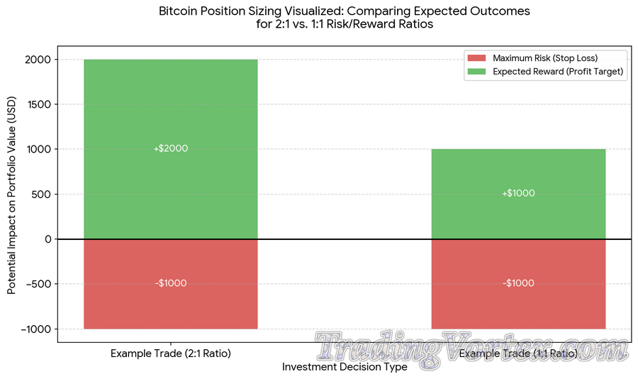 Bitcoin Position Sizing Visualized: Comparing Expected Outcomes for 2:1 vs. 1:1 Risk/Reward Ratios