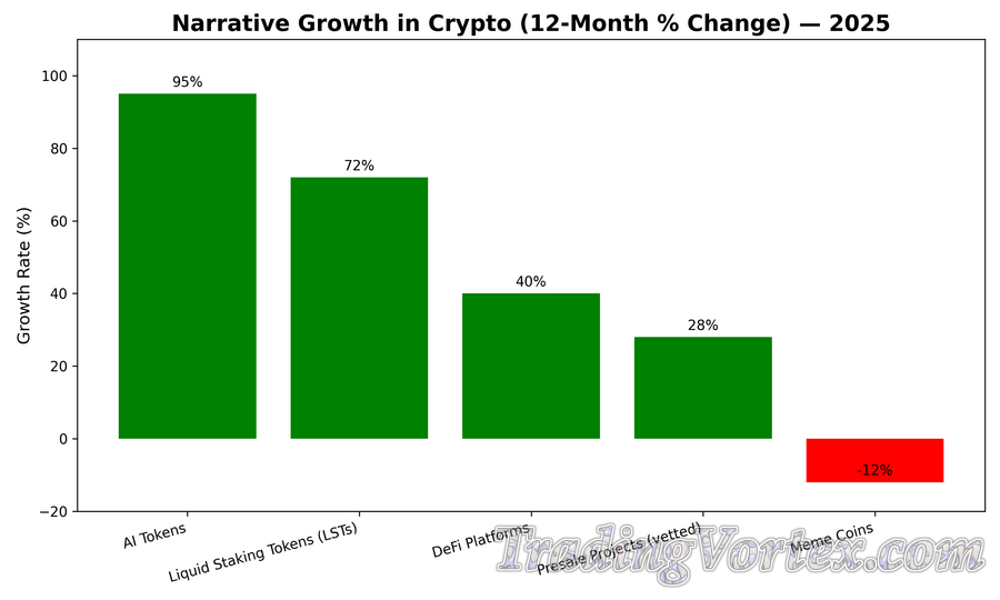 Narrative Growth in Crypto (12‑Month % Change) — 2025