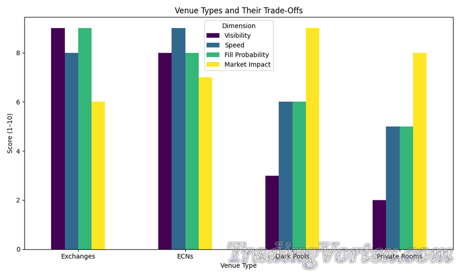 Comparing Venue Types: Visibility, Speed, Fill Probability, and Market Impact