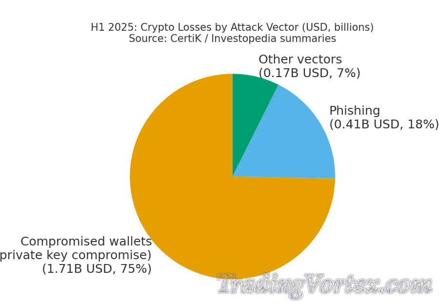 H1 2025: Crypto Losses by Attack Vector (pie chart)