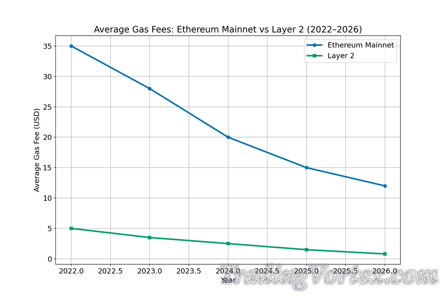 Average Gas Fees: Ethereum Mainnet vs Layer 2 (2022–2026)